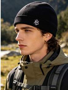 1pc Solid Color Letter Print Nylon Outdoor Sports Cycling Cap, Soft Breathable Sports Hat With Ear Flaps, Adjustable, With Embroidery - NY - View 5