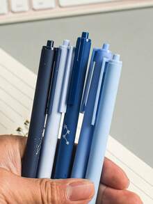5pcs Moon And Star Pattern Retractable Gel Pens, Minimalist Multifunctional Gel Ballpoint Pen Set, Suitable For Drawing, Writing, Back To School Season - Multicolor - View 6