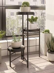 1件 3層/4層鐵製植物架，室內落地綠植花架，陽台植物展示架，適合擺放各種植物，適用於陽台、露台、花園與客廳裝飾 - A - 查看 2