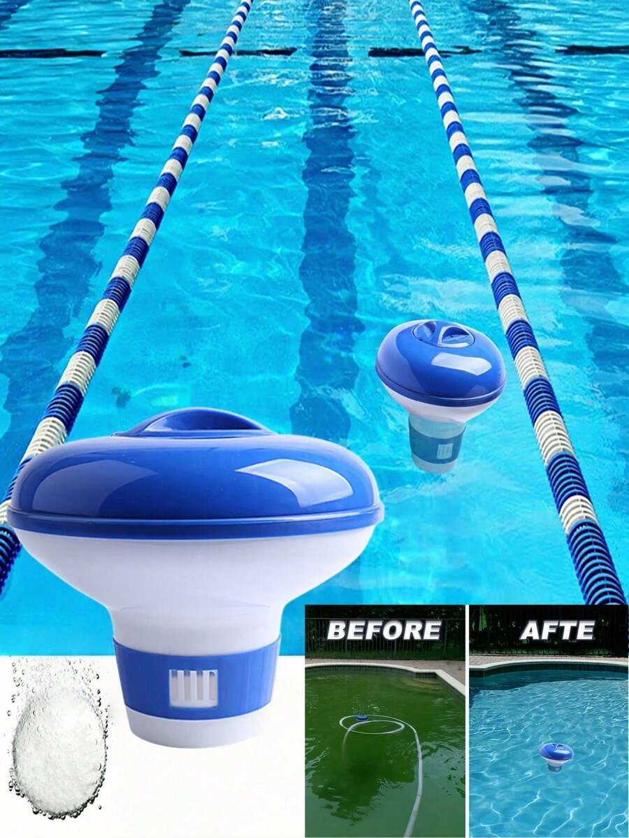 Automatic Floating Pill Dispenser For Swimming Pool - Automatic Pool Chemical Dispenser, Made Of Durable Plastic, Easy For Pool Maintenance, Featuring An Integrated Floating Design. When The Tank Is Full, It Floats On The Pool Surface, Enhancing The Overall Aesthetics Of The Pool. (Cleaning Tablets Not Included) - Multicolor - View 1