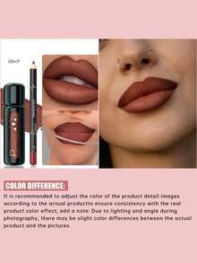 Pudaier 2pcs Waterproof Lip Liner Set, Natural Long-Lasting Makeup, Suitable For All Skin Tones, Colors: Pink, Purple, Red - 05+11 - View 7