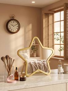 Espejo de maquillaje de escritorio con soporte de metal, superficie de espejo ovalada, rotación ajustable de 90°, espejo de maquillaje portátil, adecuado para viajes, dormitorio, oficina, tocador, encimera - Multicolor - Ver 1