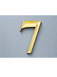1pc 3D ABS Digital Luxury Style Glossy Gold Geometric Back Adhesive No-Drill Sun-Proof Waterproof Door Sign Gold Number Label Suitable For Villa Luxury Mansion Main Entrance - House Number - View 20