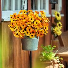 40pcs = 4 Bunches Sunflower Daisy Dual-Color Artificial Flowers, Indoor/Outdoor UV-Resistant Realistic Plastic Fake Flowers, Suitable For Wedding Balcony Patio Porch Garden Office Room Yard Decoration, Thanksgiving Autumn Decor - Yellow and Orange Bicolor - View 7