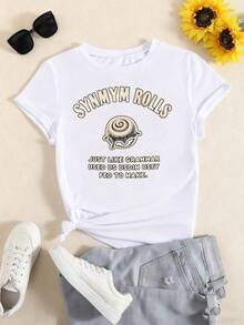 Camiseta de moda 2026 combinada con temática gastronómica, ideal para looks divertidos y casuales unisex - Blanco - Ver 1