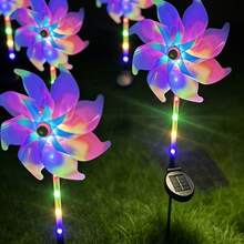 Solar Powered Wind Rotating Windmill Light, Solar Driven Rotating Projection Light IP65 LED Color Changing Outdoor Lawn Stake Light, Garden Yard Patio Pathway Landscape Decorative Light, Christmas Holiday Party Gift Light - Solar Windmill - View 9