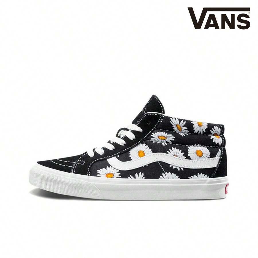 Baskets Vans SK8 en canevas imprimée marguerite/chrysanthème mi-hautes, unisexes, noires. - VNOA391FTOZ - Voir 1