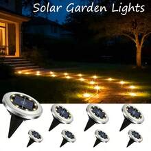 8pcs Solar Powered Ground Lights, Solar Powered Pathway Lights, 8 LED Upgraded Outdoor Bright Landscape Lighting For Garden, Yard, Deck, Lawn, Patio, Walkway, Holiday Decor - [Pack Of 8] Warm Light - View 11