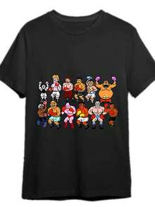 Camiseta de hombre con estampado clásico de boxeo, divertida camiseta de algodón de manga corta para hombre, 180g - Negro - Ver 1