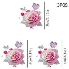 1/2/3PCS Glitter Gradient Rose Heat Transfer, Pink White Rose Cherry Diamond Heart Pattern Heat Transfer, Vinyl Print, Heat Transfer Sticker, Iron-On Transfer Iron-On Sticker Decal - Iron-On Suitable For Pillows, DIY, Backpacks, T-Shirts, Canvas Bags, Sweatshirts, Jeans, T-Shirts, Clothing, Sewing Supplies - Multicolor - View 8