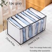 3pcs Wardrobe Clothes Partition Storage Box, Foldable Mesh Drawer Storage Set, Partitioned Underwear Storage Box, Bra, Sock And Underwear Breathable Fabric Wardrobe Divider, Space Saving Home Dress Storage Container - Grey - View 13