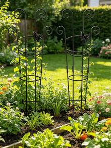1/2pcs European Style Scrollwork Butterfly Decorative Climbing Trellis, Hollow Butterfly Design, Partial Assembly Required, Bottom Dual Pointed Stake Design, Can Be Directly Inserted Into Soil / Flower Pot, Stable Installation, Not Easy To Tip Over, Suitable For Ground Planting And Potted Planting Scenes, The Trellis Body Can Provide Even Winding Points For Vines, Strong Support, Can Guide Climbing Plants Like Roses, Clematis To Grow Orderly, Suitable For Rooftop Gardens - Butterfly Climbing Frame - View 13