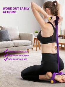 6 Tube Elastic Yoga Resistance Bands – Made Of Purple Polyvinyl Chloride Material, Suitable For Full-Body Workouts, Core Muscle Training, Arm And Leg Exercises, And Rowing Exercises. - Multicolor - View 3