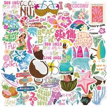 60Coconut Girl Stickers Summer Stickers Cute Stickers Fun Stickers Beach Stickers Cartoon Stickers Aesthetic Stickers Vinyl Stickers For Water Bottles, Hydro Flasks, Guitars, Luggage, Phones, Phone Cases, Laptops, Skateboards, Etc., Gifts - Pink - View 1