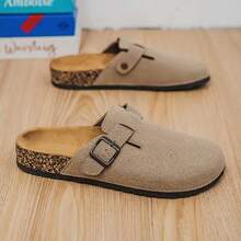 Men's Wooden Slippers, Open-Toe Slides, Slip-On Sandals, Casual Mules, Comfortable Summer Shoes, Couples, Big Size, Office & Leisure - Khaki - View 4