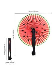 10pcs Foldable Small Round Fans, 4 Different Fruit Patterns (Random Colors), Including Watermelon, Orange, Lemon And Kiwi Fruit Designs, Ideal For Parties, Sports Events, Weddings And Holiday Celebrations - Multicolor - View 3