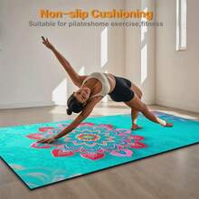 Cyan Blue Red Colorful Mandala Pattern Home Fitness Yoga Pilates Exercise Mat,Home Fitness Yoga Pilates Exercise Mat,Gym,Living Room Floor Mat,Squats,Yoga,Fitness Accessory,Treadmill Walking Pad,Home Treadmill,Fitness Mat,Home Gym Exercise Mat,Yoga - 多色6 - 查看 4