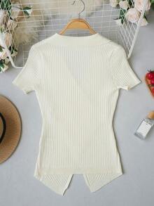2026 New Apricot Knit Casual Blouse, Suitable For Spring/Summer Work And Daily Wear - Apricot - View 8