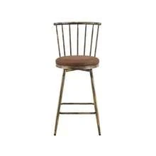 Modern Windsor-Style Metal Bar Stool With Padded Seat, Ideal For Kitchen Islands, Bars, And Restaurants; Industrial-Style Bar Stool At Bar Height; Vintage And Minimalist Style - Brown 1 - View 6