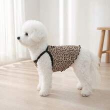 Leopard Print Tank Top, Summer Thin Breathable Puppy Clothes, Bichon French Ruffle Edge Camisole Two-Legged Pet Outfit Suitable For Medium And Small Dogs - Brown - View 3