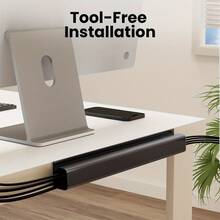 No-Drill Self-Adhesive Under-Desk Cable Tray, Hidden Desktop Wire Storage Slot, Large Capacity Professional Cable Organizer - PVC Invisible Slot Manager, No Drilling Installation, Suitable For Home, Office, Desk, Bedroom, Living Room Cable Storage. Neat And Beautiful Room Decor Cable Tray, Space-Saving Practical Office Desk Accessory, Cable Management Men's Tool Accessory, Essential College Dorm Room Desktop Cable Storage Slot. - Multiple Styles - View 4