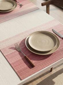 4pcs/6pcs Ombre Tablecloth, Modern Living Room & Dining Table Decor Placemats, Washable, Kitchen Table Mats, Heat Resistant Table Decoration, Suitable For Home Party, Camping Outdoor Dining Table Decor, Coffee Table, Spring & Summer Home Decor - Pink - View 4