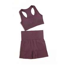 WAREBALL 2/3/4 Uds conjunto de Yoga sin costuras ropa de gimnasio ropa deportiva trajes de Yoga para mujeres conjunto de Fitness chándales Sujetador deportivo mallas de gimnasio - Sujetador corto negro - Ver 11