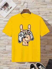 Camiseta de algodón puro para niño con diseño de mando de videojuegos - Amarillo - Ver 1