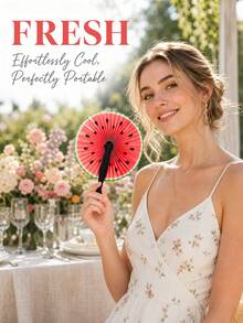 10pcs Foldable Small Round Fans, 4 Different Fruit Patterns (Random Colors), Including Watermelon, Orange, Lemon And Kiwi Fruit Designs, Ideal For Parties, Sports Events, Weddings And Holiday Celebrations - Multicolor - View 7