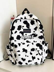 1 pièce Sac à dos personnalisé de retour à l'école, mode vintage, grande capacité, imprimé zèbre, léopard, vache, fermeture éclair, matériau nylon, bretelles réglables, poignée de transport, convient pour l'école, les déplacements, les courses, les voyages en plein air, l'utilisation quotidienne. Cadeau d'anniversaire. - Multicolore - Voir 5