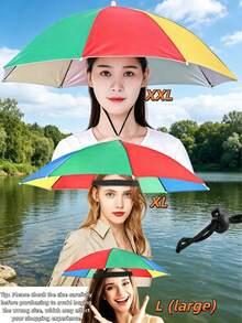1/2/4pcs Summer Combo Set Women Multi-Color Upgraded Hands-Free Umbrella Hat, 360° Sunshade Elastic Headband Lightweight Women's Umbrella Alternative, Outdoor Sunshade UV Protection Travel Umbrella, Camping Beach Vacation Essential - Multicolor - View 7