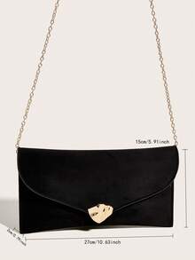 1PC Fashionable Small Hardware Velvet Oil Edge Flap Envelope Clutch Bag For Women - Black - View 8