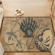 1pc, Home Decor, Ocean Creature Pattern Print, Linen Kitchen Rug, Kitchen Mat, Floor Mat, Bathroom Mat, Door Mat, 3D Print Rectangular, Suitable For Living Room, Bedroom, Hallway, Bathroom, Laundry Room - Polyester Rug, Suitable For Indoor And Outdoor Home Decor - Multicolor - View 4