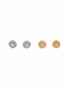 1 Pair Vintage S925 Sterling Silver Embossed Pleated Small Round Disc Stud Earrings, Women's Commute Daily Jewelry Accessory, Date Wedding Birthday Gift - Geometry - View 4