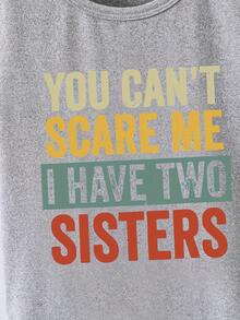 Children's Summer Short-Sleeved T-Shirt With 'SISTERS' Print - Grey - View 3