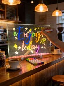 Magic Light Up Drawing Board For Kids, Acrylic Whiteboard With LED Light, Erasable Drawing Board With USB For Use As A Night Light In, Back To School - White - View 1