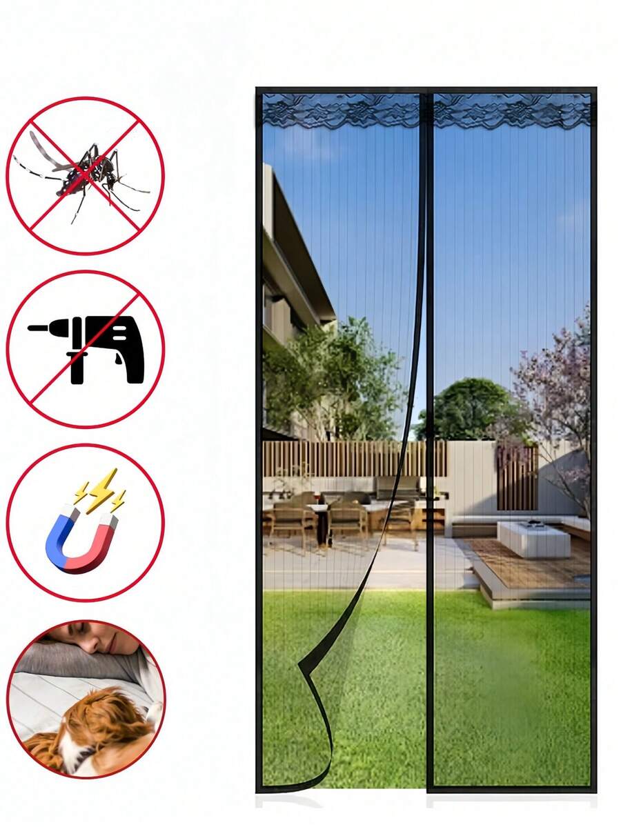 Magnetic Door Curtain, Summer Insect-Proof Mosquito Net Door Screen Fly Proof Self-Closing For Kitchen Living Room Invisible Net Room Decor Garden Home Decor Outdoor Decor