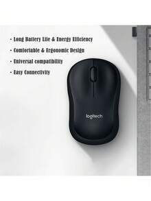 Logitech B220 Wireless Mouse, A Quiet USB Wireless Mouse For Business And Office Use. Compact And Portable, Suitable For Small And Medium-Sized Hands. Compatible With Laptops And Desktops. Symmetrical Design. Includes A 2.4G Wireless Receiver. Black. - View 1