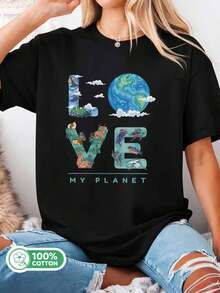 Love_My_Planet_Earth_Day_Wildlife_Conservation_T-Shirt - 黑色 - 查看 1