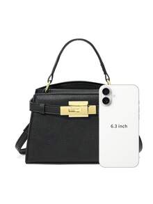 Dedoo Tas Tangan Wanita Kulit PU Motif Leci, Perangkat Keras Emas, Ringan, Modis, Gaya Sehari-hari Kelas Atas (Dengan Tas Hadiah) - Hitam - View 7