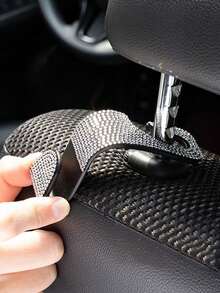 2 piezas Ganchos para respaldo de asiento de coche con colgante de strass, ganchos ocultos creativos para el respaldo del asiento trasero, ganchos colgantes para el interior del coche - Blanco y Negro - Ver 5