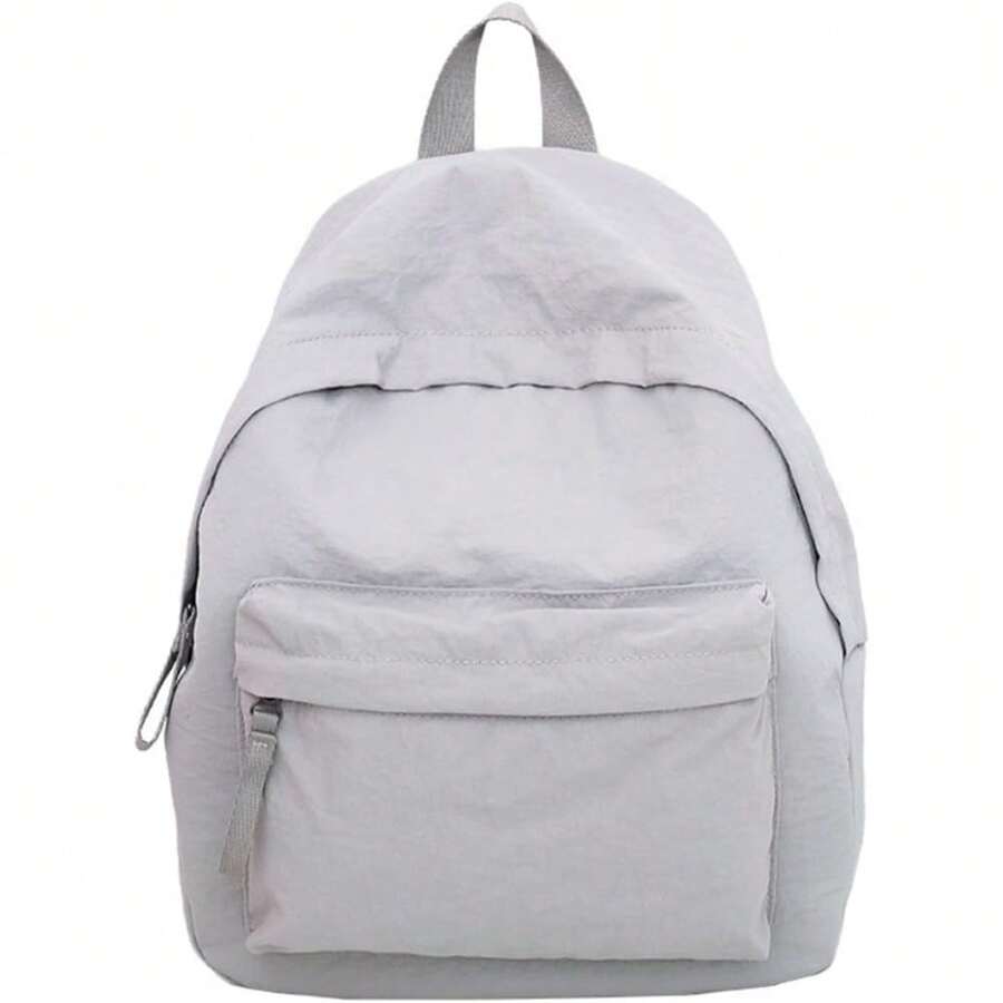 Nylon Backpack For Women/Men - Solid Colour Rucksack Bag Lightweight Casual Daypacks For Travel & Daily Use - 灰色 - 查看 1