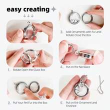 Pet Memorial Necklace, The Pendant Can Rotate To Open To Store Cat And Dog Hair And Teeth. Dog Hair Souvenir, Cat Hair Storage, Cat Hair Memorial Item, Women's Accessory - Multicolor - View 7