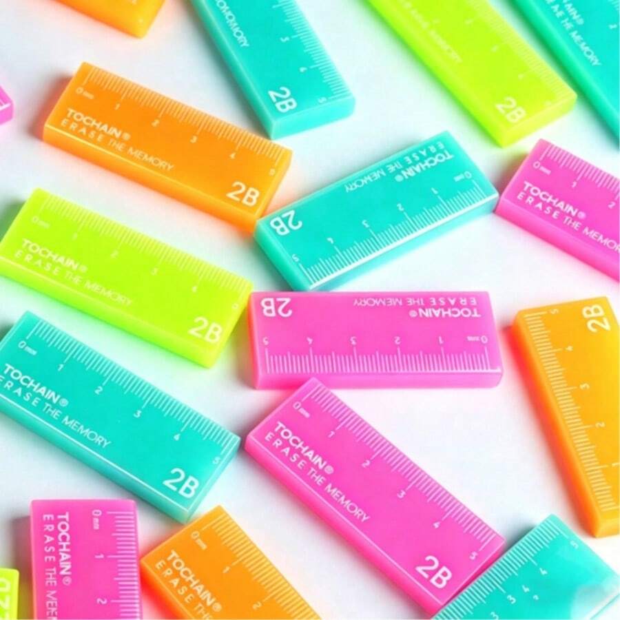 Colorful Ruler-Shaped Eraser, New Compact 2B Eraser, Suitable For Exams And Illustrations, Colorful Creative Personalized Eraser, Back To School Gift, Student Prize - A - View 1