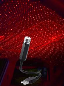 1 pieza Luz de Noche Estrellada, Lámpara Proyectora de Cielo Estrellado Galaxia LED USB Romántica, Adecuada para Techo de Coche y Techo de Habitación - Rojo - Ver 8