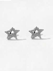 2pcs Hollow Five-Pointed Star Zirconia Shiny Hip-Hop Personalized Tooth Jewelry Set, Unisex Holiday Gift, Funny Photo Prop - Multicolor - View 6