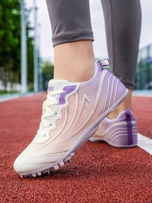 Tênis de Corrida em Malha Respirável, Ultra Leve, Amortecimento de Alta Elasticidade, Resistente ao Desgaste, Antiderrapante, Tênis Profissional de Treinamento e Fitness para Sprint, Corrida de Longa Distância, Salto em Altura, Salto em Distância, Tênis Casual Versátil para Mulheres ao Ar Livre - 5288 Branco Roxo - Visão 7