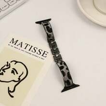 Leopard Print Bracelet Style Watch Band Compatible With APPLE Ultra 3/2/1 Series SE/S10/S9/S8/S7/S5/S4/S3, Metal Detachable, Suitable For Daily Wear, Parties, Events, Travel, Gift, Band 38/40/41mm, 44/45/46/49mm, Smartwatch Accessories, Women's Band - Black - View 4