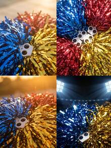 Sparkling Cheering Squad Hand Flower With No Shedding Design Sleek Cheer Hand Flowers For Dancers Fans Dense Cheerleader Pom Poms To Hold In Stage Show 2026 World Cup Cheerleader Pompoms Soccer Cheer Stuff Basketball Cheerleading Golf - Hand-cranked Flowers - View 10
