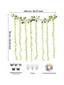 1 Set Artificial Greenery Home Photo Display Rack, Hanging Rope Woven Photo Wall Decor, White Daisy Photo Wall Decoration, Woven Photo Clip, Creative Home Wall Decor, Photo Card Memo Display, Wedding Party Decoration - Multicolor - View 2
